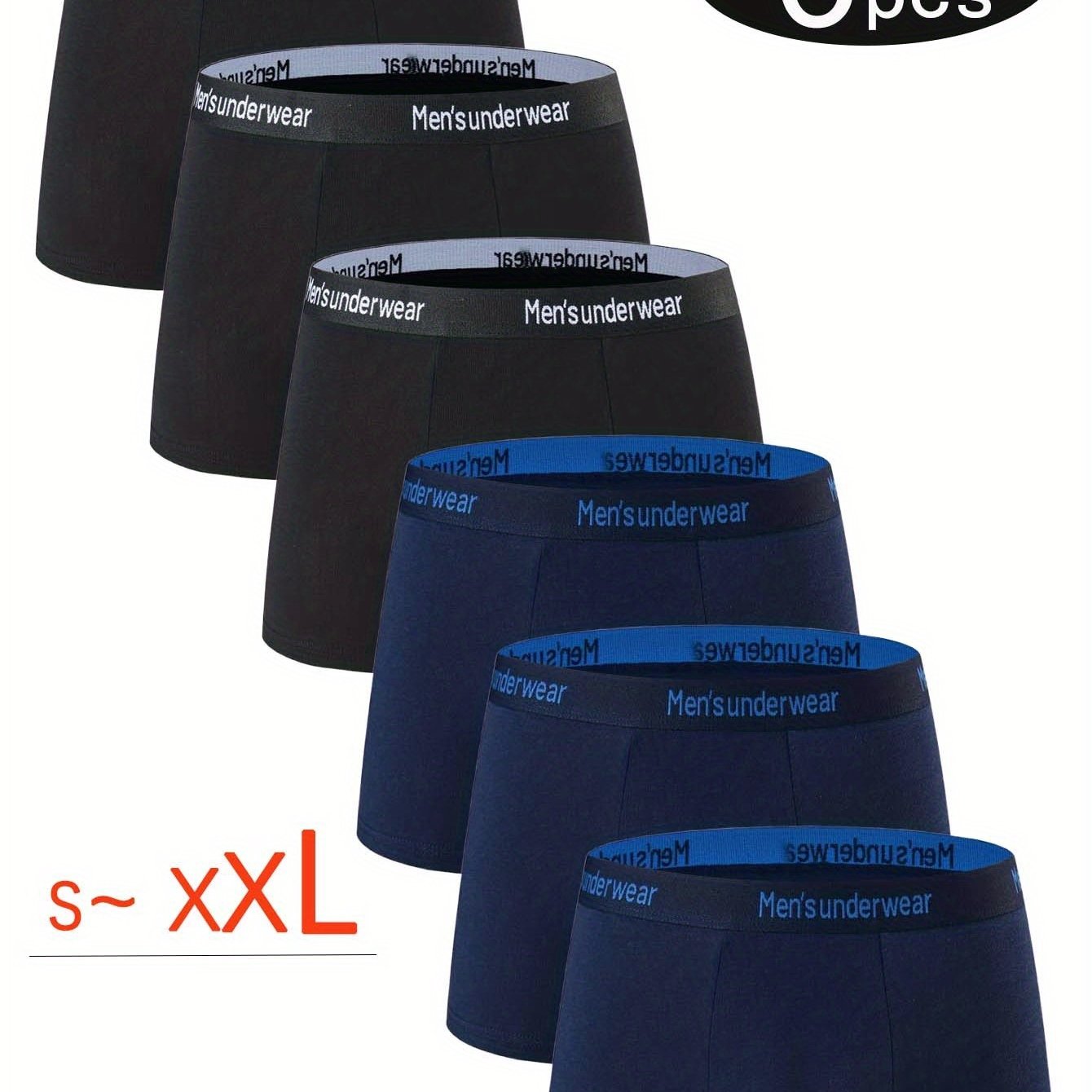 Image of 6-pack Men's Cotton Underwear, 95% Cotton Casual Boxer Briefs, Breathable Comfortable Stretch Boxer Trunks For Sports