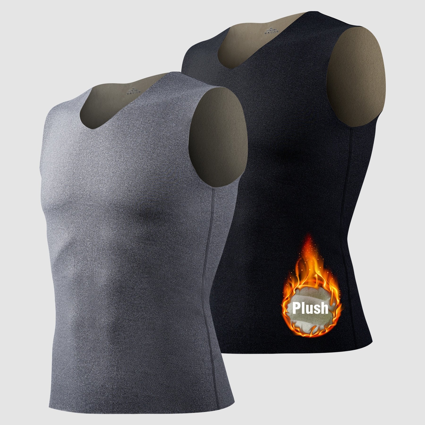 2pcs Dual-color Fleece Unisex Warm Vest Regular Cut Vest With Brushed Inner Layer