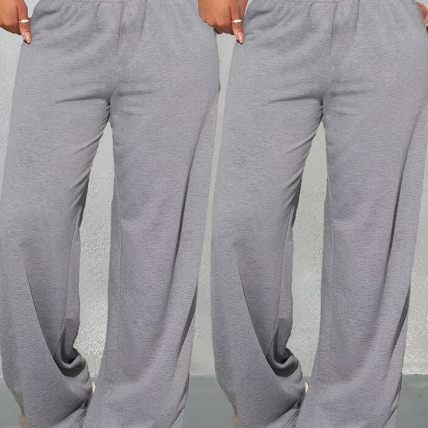 TEMU Directional - Two-pack K6 Women's Long Trousers Casual Loose High-waisted Floor-length Sweatpants