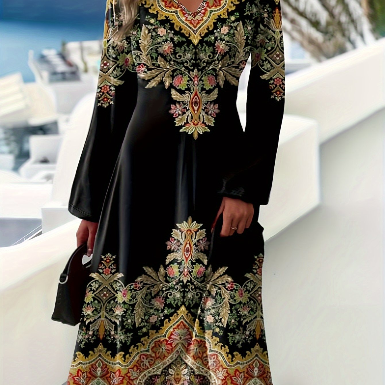 Spring Summer New Retro Paisley Pattern Fashion Elegant Women's Temperament Dress