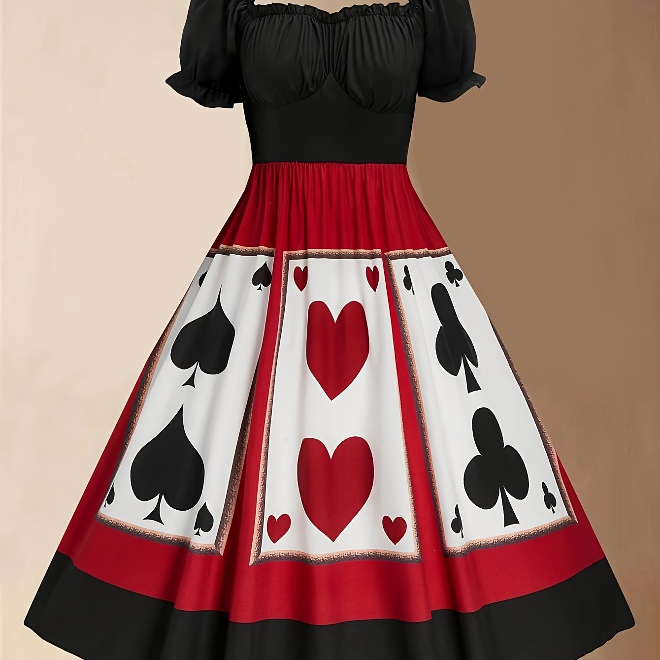 Women's Playing Card Full Skirt Vintage Dress