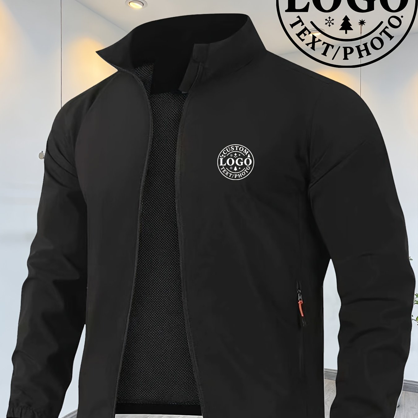TEMU [] Men's Casual Stand Collar Jacket With Customizable Patterns/prints/letters, An For Christmas Gifts Or Birthday Presents For Husbands Or .