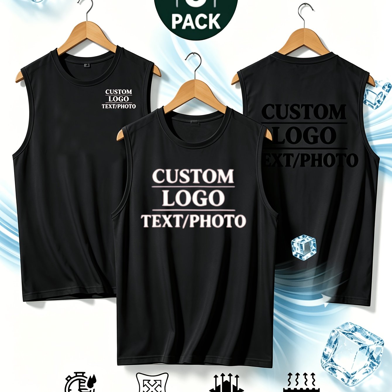 TEMU 3pcs Custom Men's Athletic Tank Tops, Personalized Vests, Gifts For Best Self, Motivational Patterns And Slogans, Suitable For Team, Gym,
