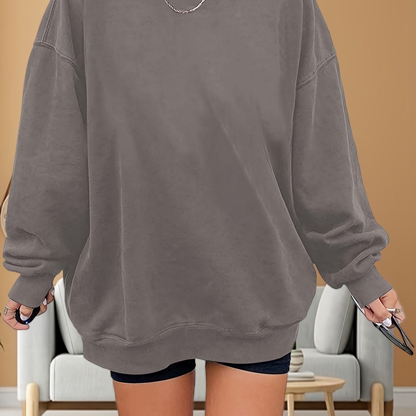 Women's Los Angeles Pullover Oversized Long Sleeve Crew Neck Jumper Basic Loose Tops Without Hood Vintage Tops Shirts