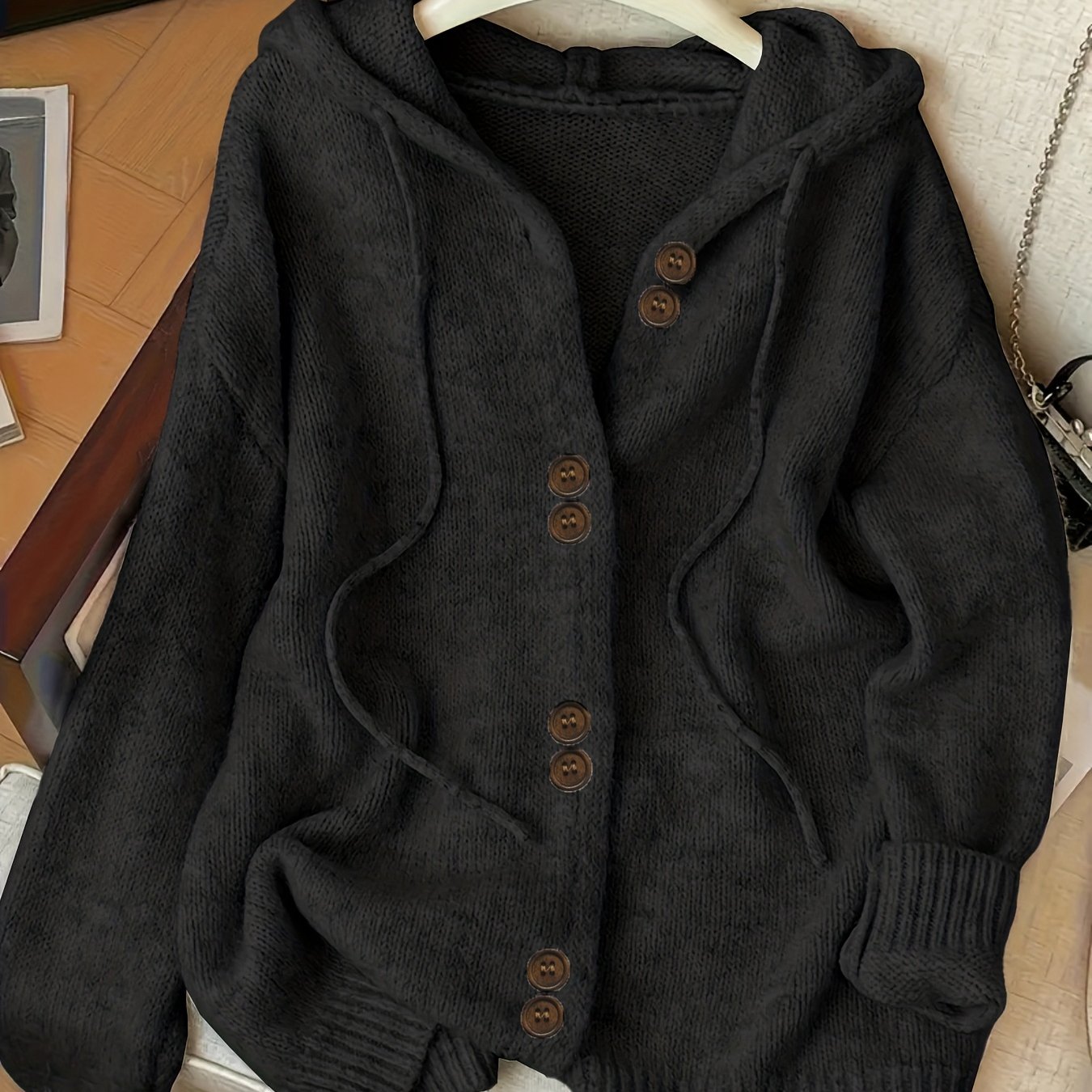 Image of Plus Size, Hooded Loose-fit Oversized Cardigan, Soft And Warm, Plus Size For Autumn/winter, Gentle And Relaxed Style Women's Coat For Daily Commutes, Shopping, And Casual