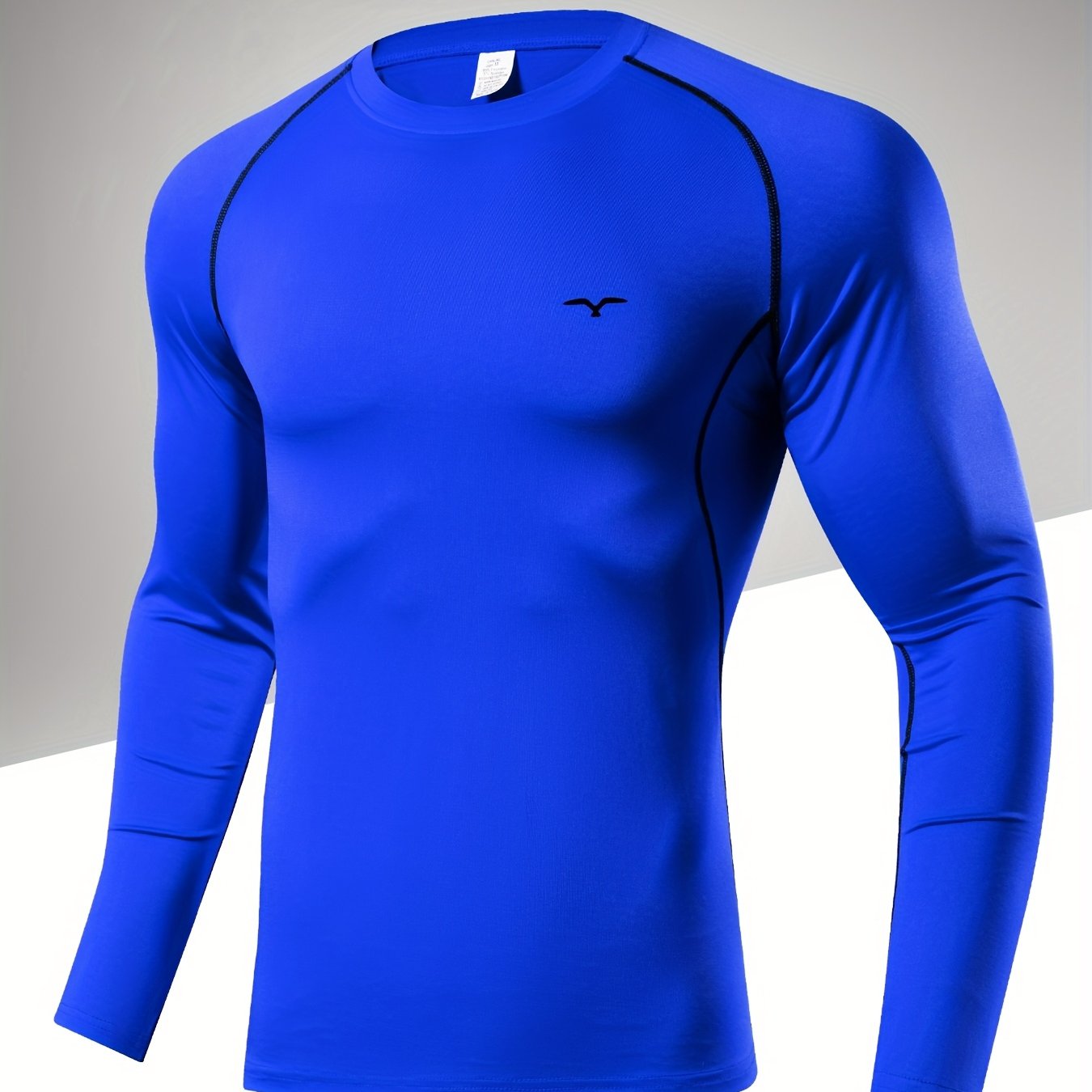 TEMU Men's Compression Long Sleeve Fitness Shirt, Sweat-wicking Fashion Sports Training Casual Pattern 3d Tight-fitting Quick-dry Outdoor Base Layer