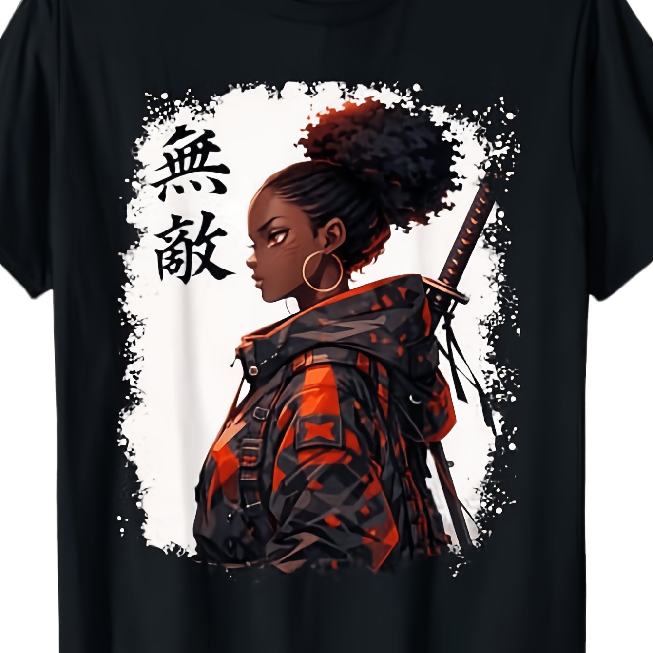Men's Medium Featuring A Girl, Anime Warrior, Celebrating