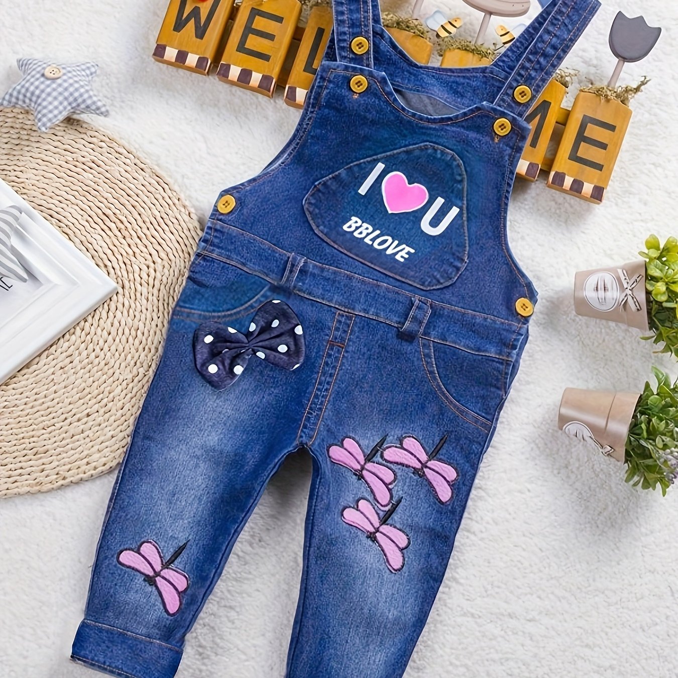 Image of Children's Overalls Fashion Casual Girl's Work Pants, Perfect For Outdoor