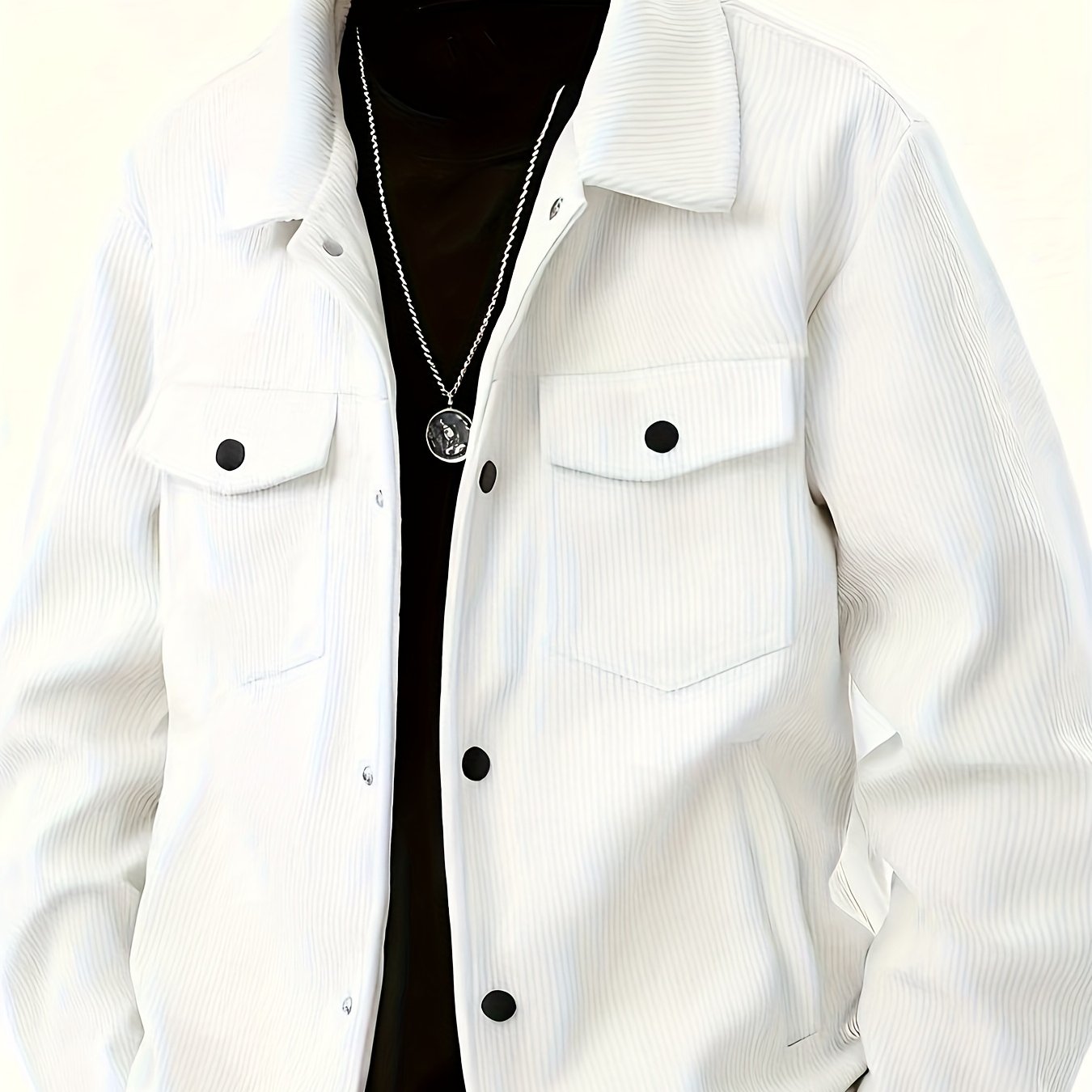Men's Corduroy Baseball Jacket With Multiple Pockets And Front Button Closure, Long Sleeve Regular Fit For Daily And Casual Wear, Autumn Layers