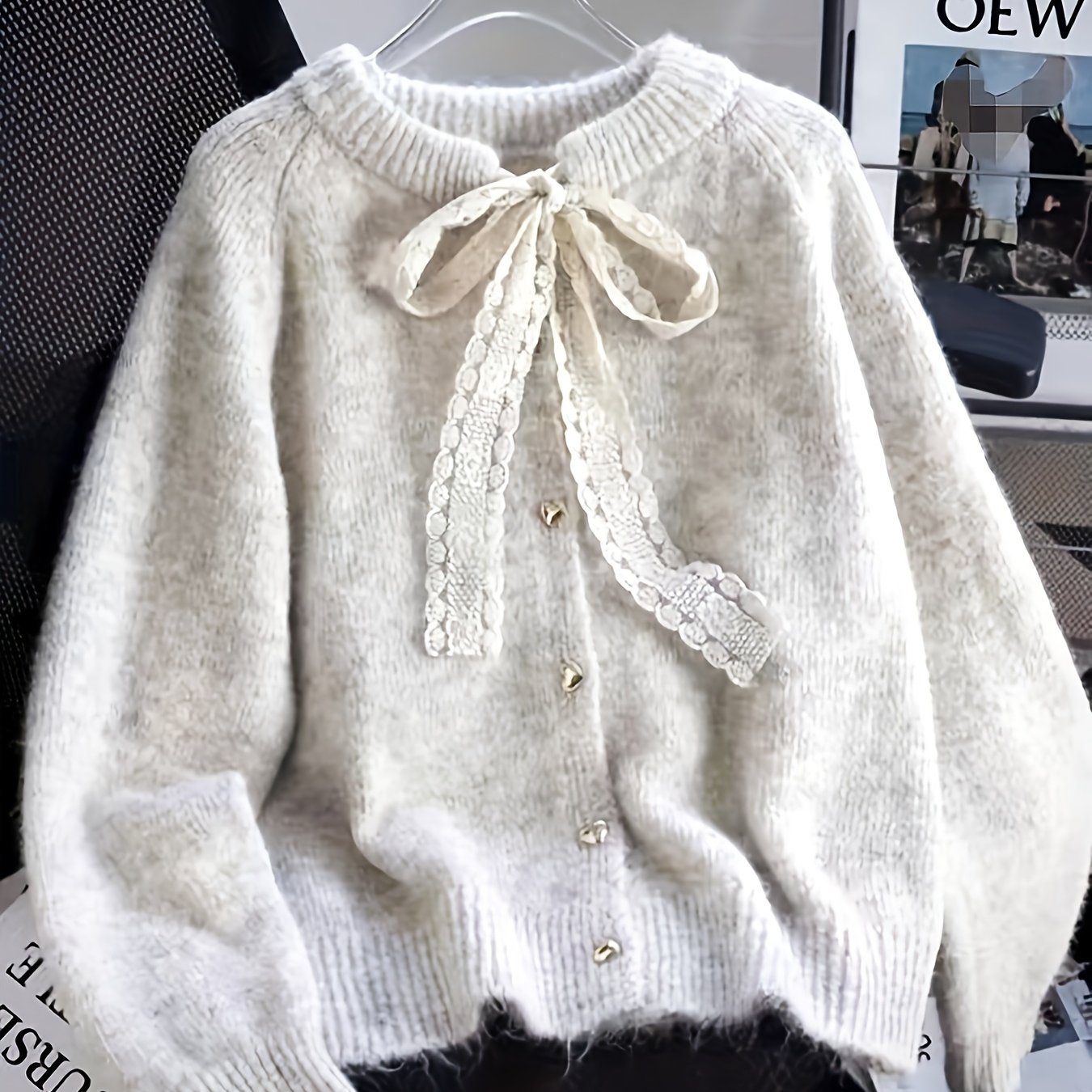 E-shop Damen 2025 Neuer Herbst/Winter Lazy Style Dicker Weicher Cardigan, Koreanisches Design Schnürpullover Offene Front