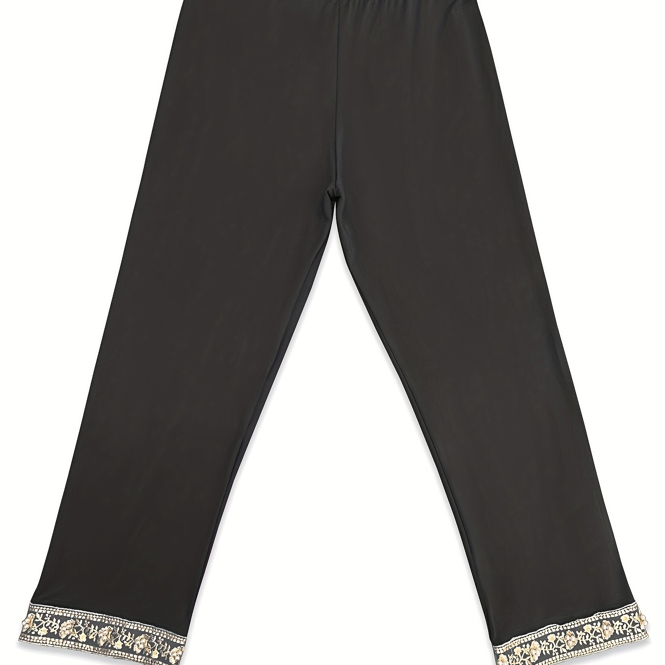 TEMU 1pc Pantalones Casuales Nuevos con Estilo Bordado, Adecuados para Baile Yoga Diario Hogar, Leggings Elásticos Versátiles y a
