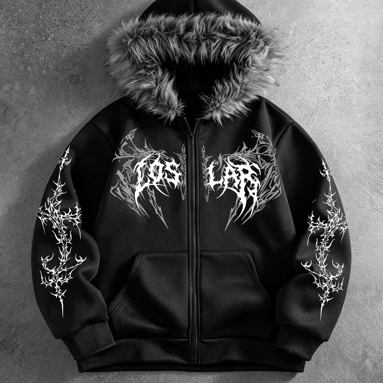 TEMU Autumn Winter Men's Loose Hooded Sweatshirt With Large Collar, Trendy Zipper Jacket Top