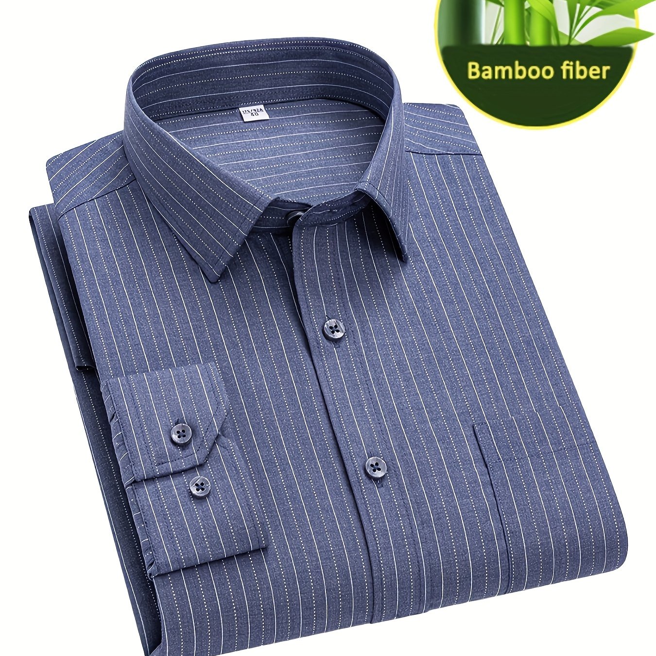 TEMU New Bamboo Rayon Rayon Men's Striped Shirt, Business , Comfortable And Skin-friendly Fabric, Formal Casual Shirt