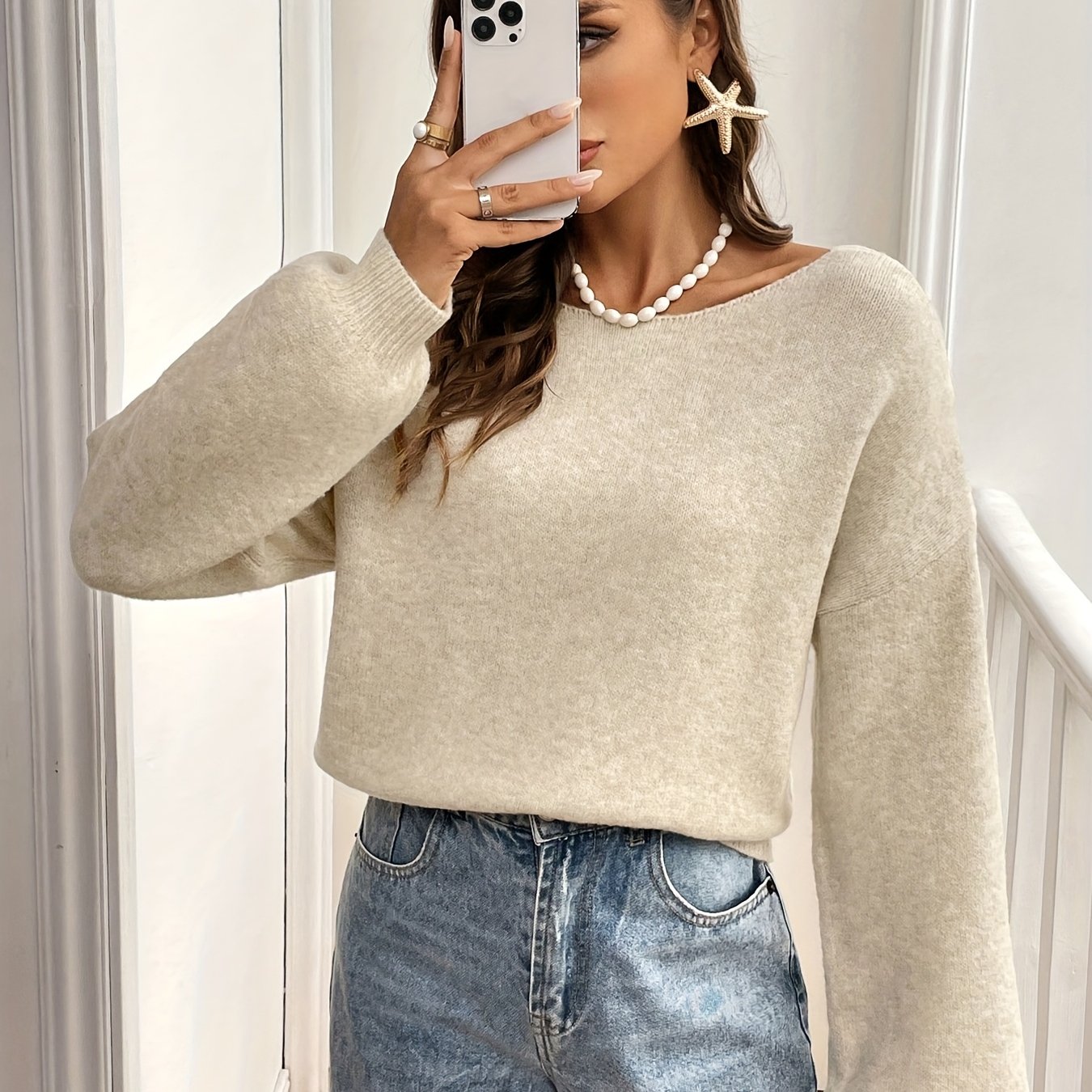 TEMU Vika Mode Élégant Pull à Nœud Femme