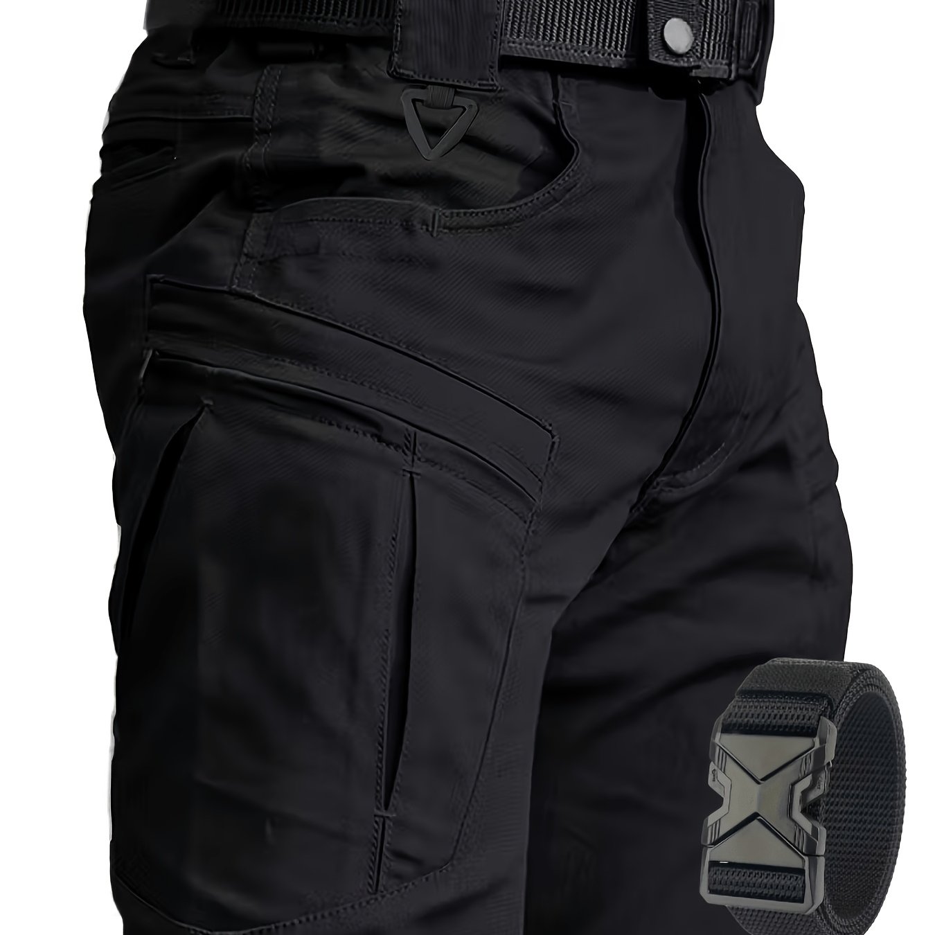 TEMU Men's Tactical Cargo Pants With Multi- (includes A Belt) - Durable Quick-dry Outdoor Hiking, Camping, Workwear And Travel Pants - Straight-leg