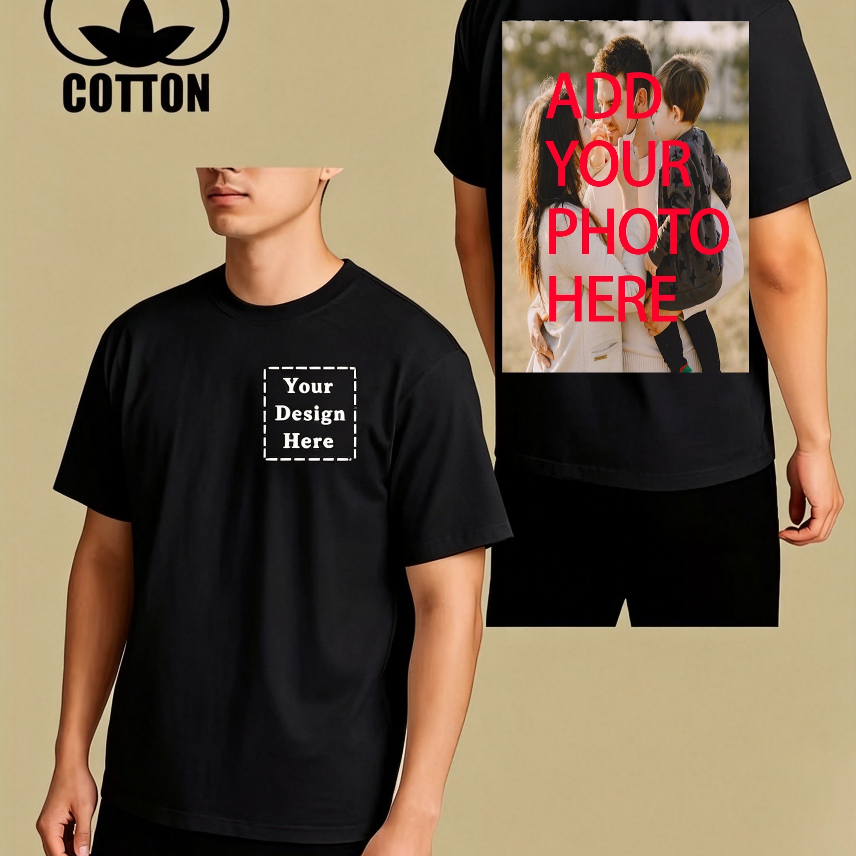 Image of Plus Size Men's Custom Front And Back Printed T-shirt - Personalized Photo/text/logo, Micro-stretch Tee Suitable For , , Birthdays, Plus Size - Custom Workwear And Orders, Hot Transfer Print