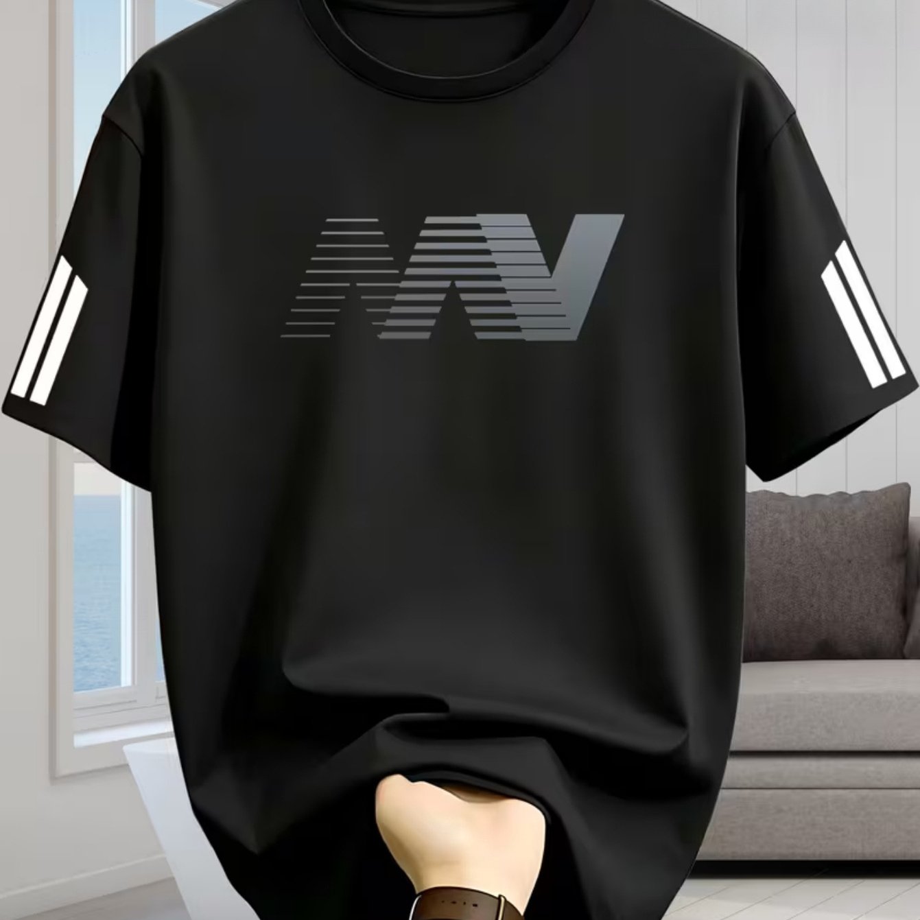 TEMU Xl-6xl Men's Versatile And Fashionable Oversized T-shirt, 2026 Latest Style Casual Tee, Men's Fashionable And Minimalist Short-sleeve Top,