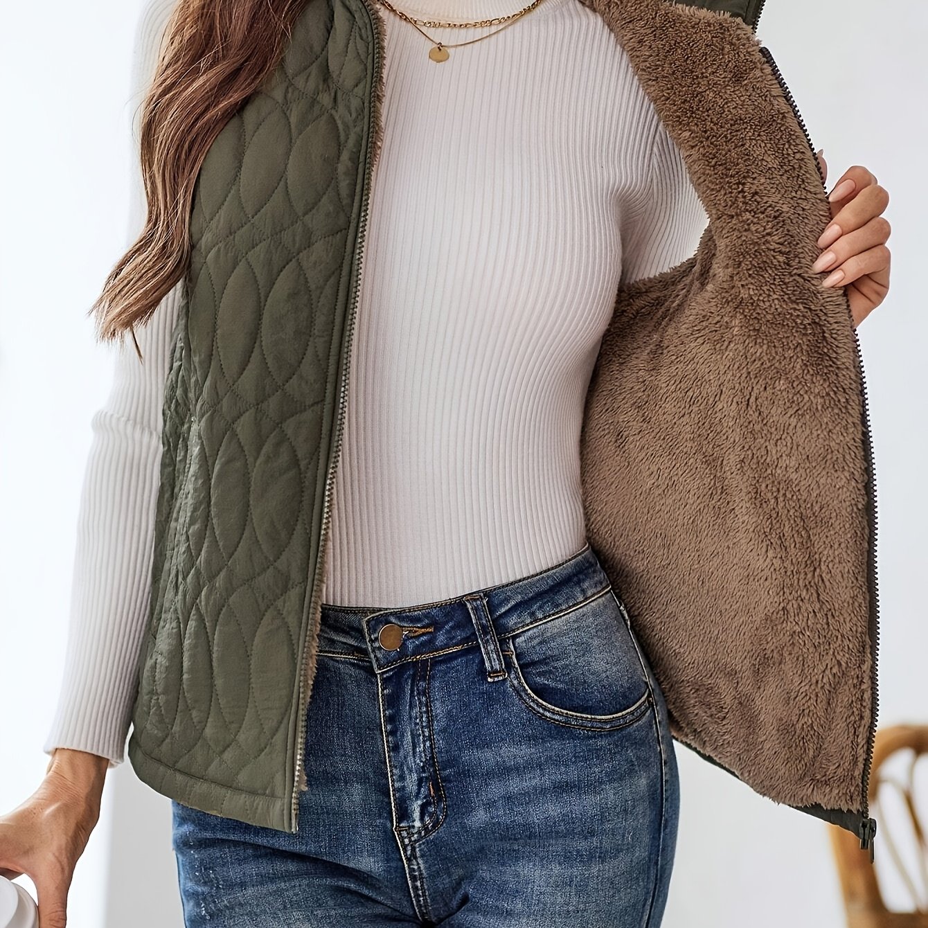 Stylish Quilted Design With Fleece Lining Outerwear