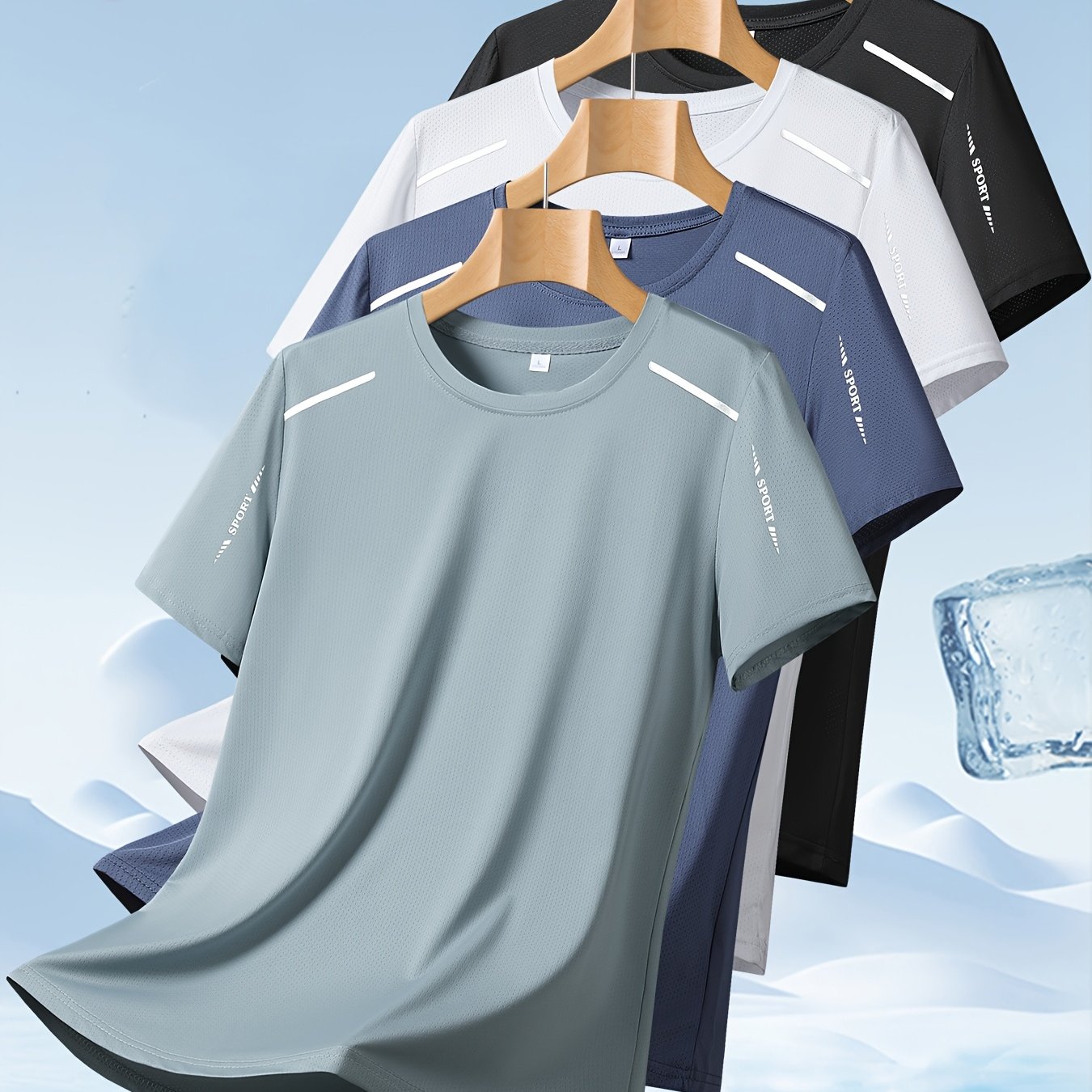TEMU 4pcs Men's Quick-dry Athletic T-shirt Set - Breathable Moisture-wicking Round Neck Short Sleeve Tops, High-elastic Cool Comfortable Quick-dry