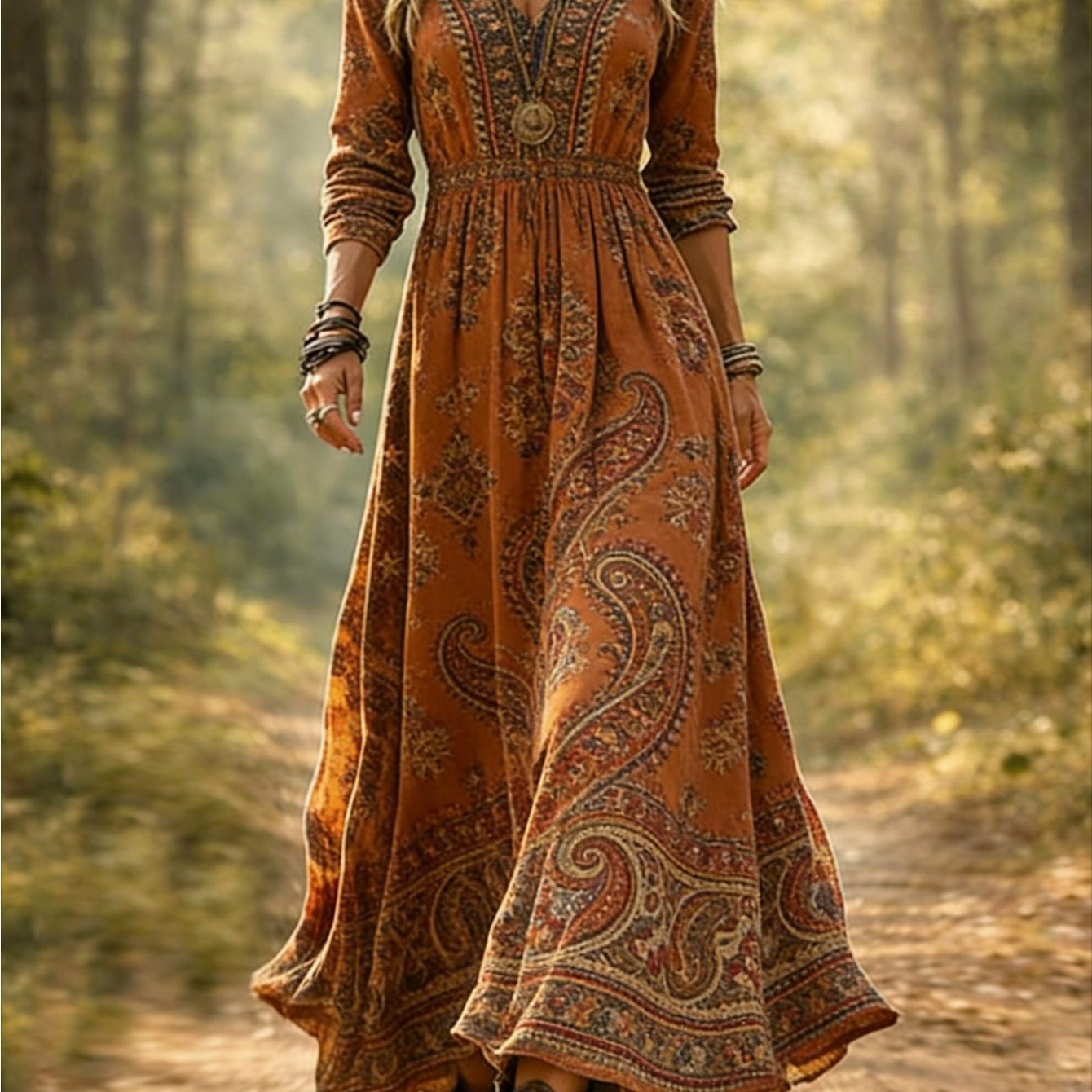 item picture womens vintage inspired western ethnic v neck loose maxi dress elegant and flowing casual dress with retro abstract print ideal for daily   and outdoor great for     and autumn