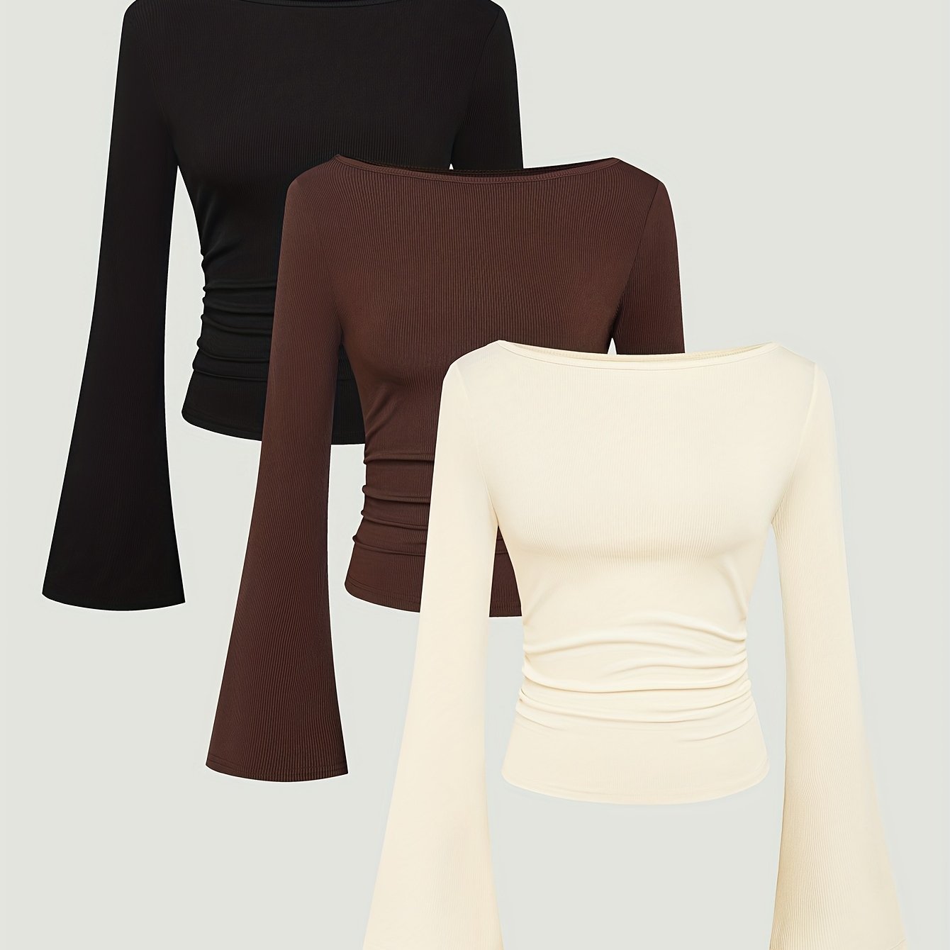 Set Of 3 Women's Summer Solid Color Casual T-shirts
