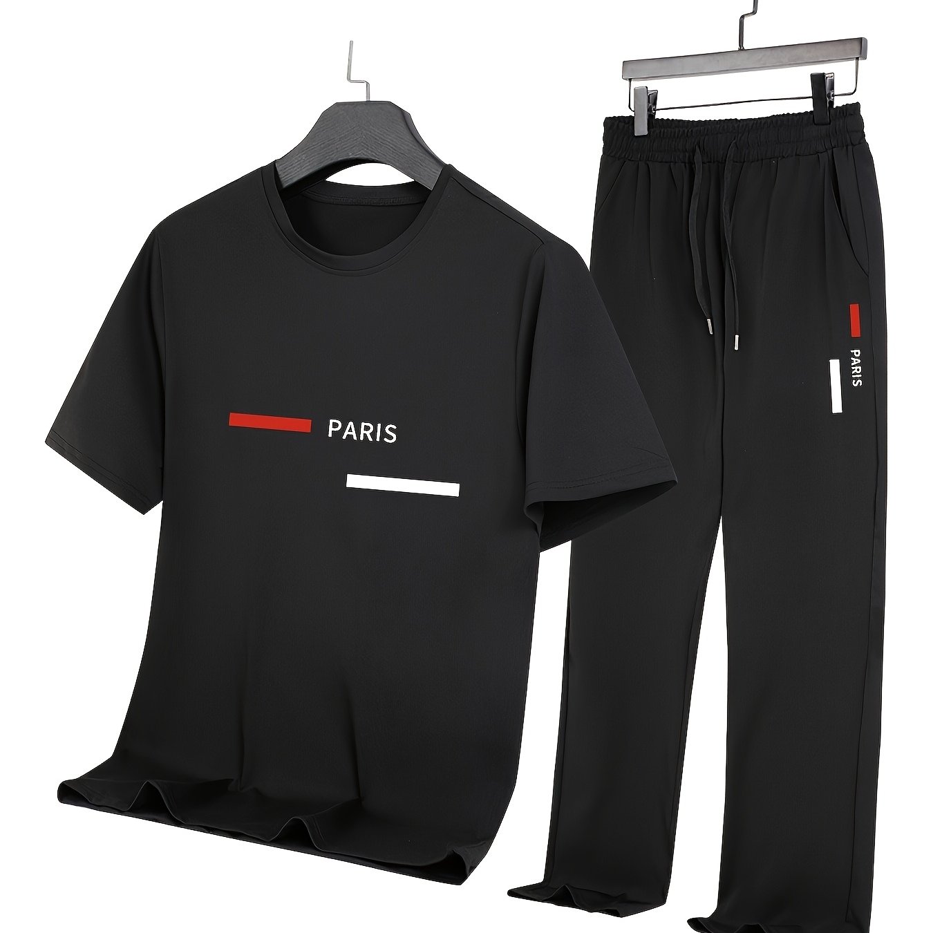 Image of Summer Quick-dry Print Short-sleeve T-shirt With Straight-leg Pants, A Trendy And Valuable 2pcs Set