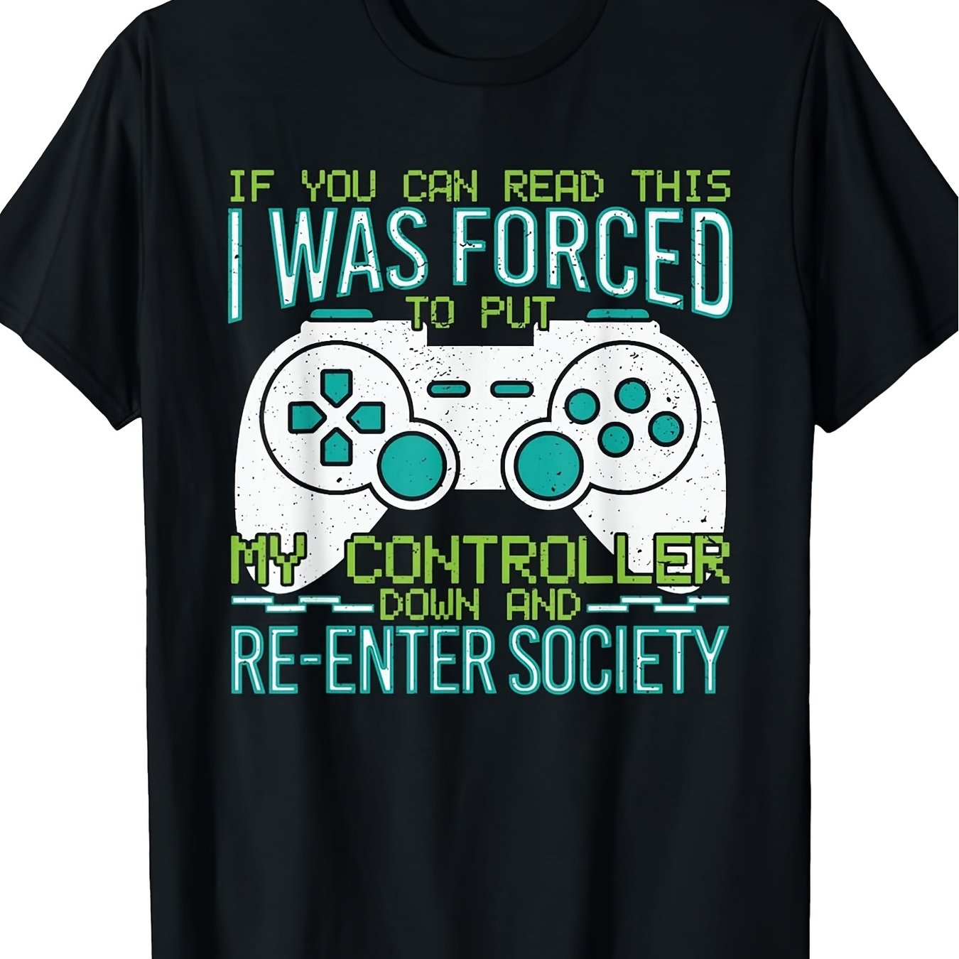 TEMU T-shirt de jeu " Presents Put Controller Reenter " Rétro Unisexe Adulte Noir avec Graphique de SM Cadeaux de pour Hommes Décontracté Manches
