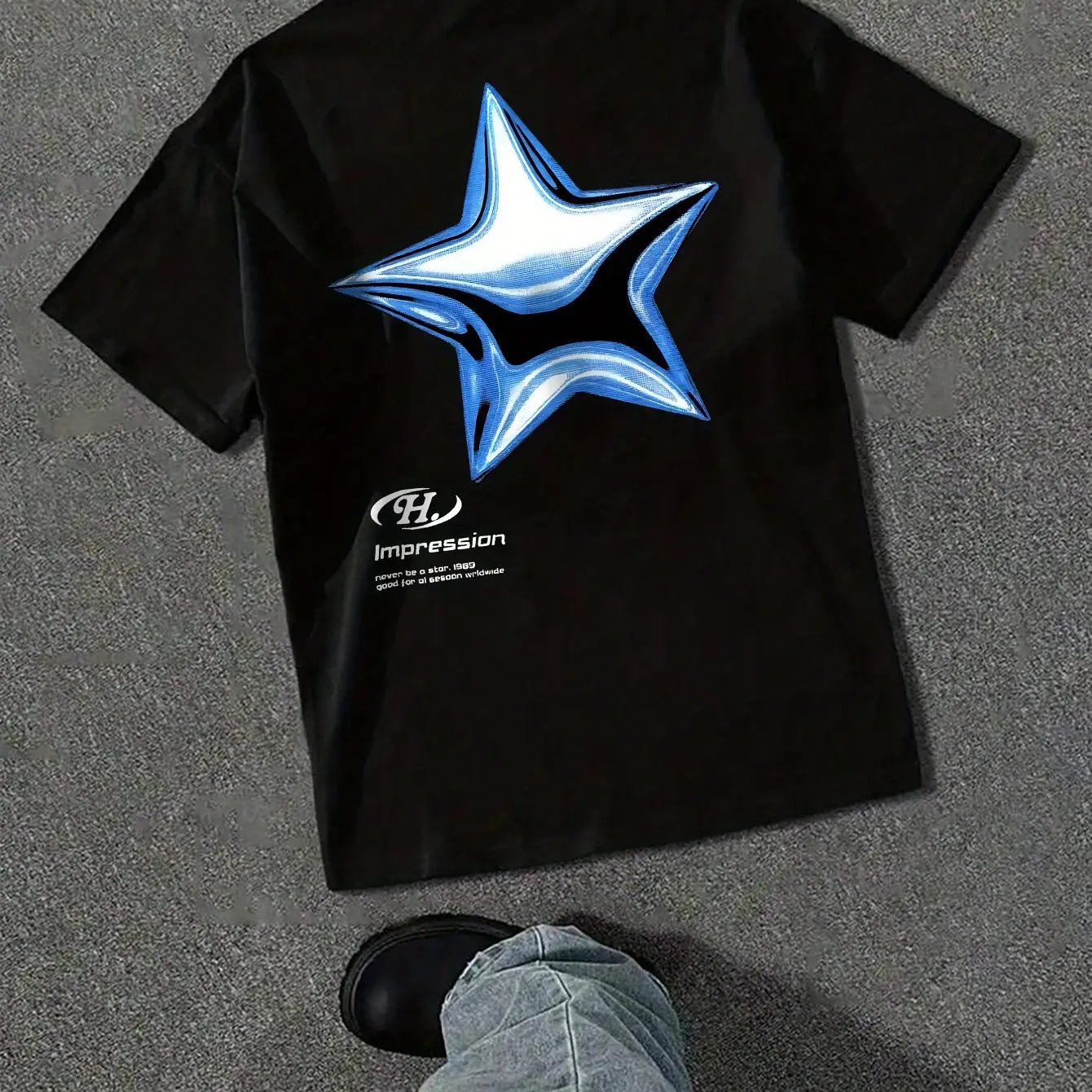 TEMU Men's Breathable Short-sleeve T-shirt, Pattern Heat Transfer Print, Black Casual Fitness Shirt, Suitable For Workouts And Daily Wear, Stylish