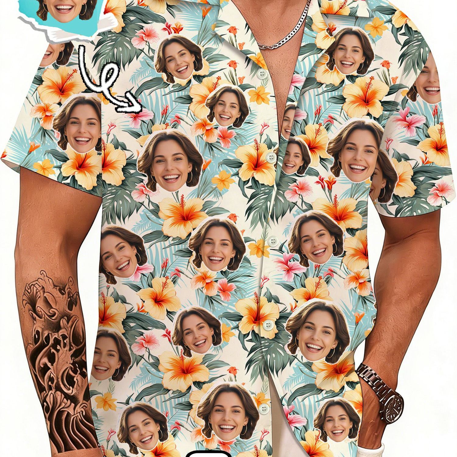 TEMU Custom Hawaiian Shirt With Personalized Face, Short Sleeve Shirt For Dates, Beach Vacations, Unisex, Bachelor Party Shirt,