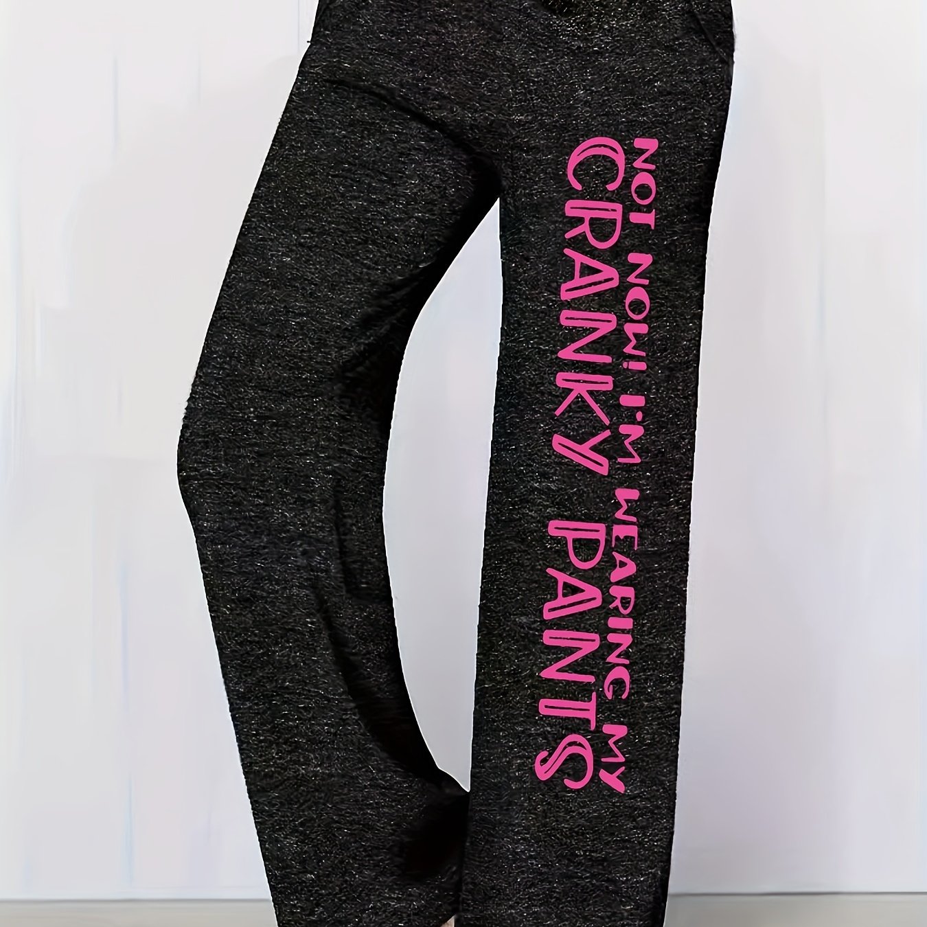 TEMU Comfy Women's Casual Joggers - Letter Print Drawstring Pants, Machine Washable Polyester Fabric