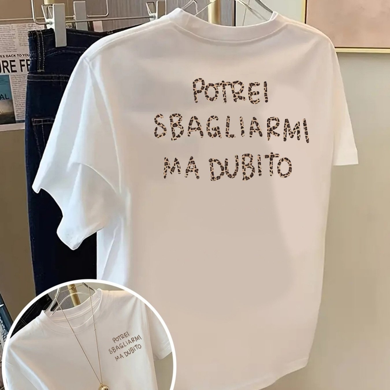 TEMU T-shirt da donna con slogan e stampa leopardata e dietro - Camicetta morbida e traspirante a maniche corte e adatta a , maglia casual i lavabile