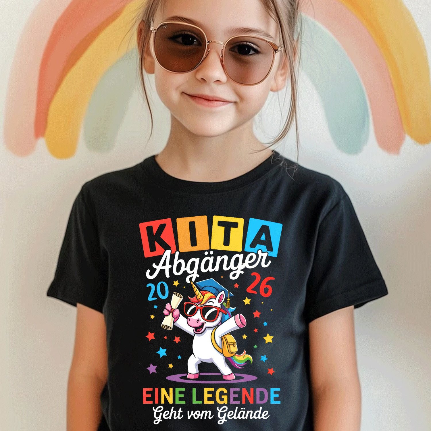 Image of Kita Abgaenger 2026 Unicorn Nursery Farewell Graduation T-shirt Comfortable Casual Crew Neck Tee For Boys And Girls T Shirt, 200g