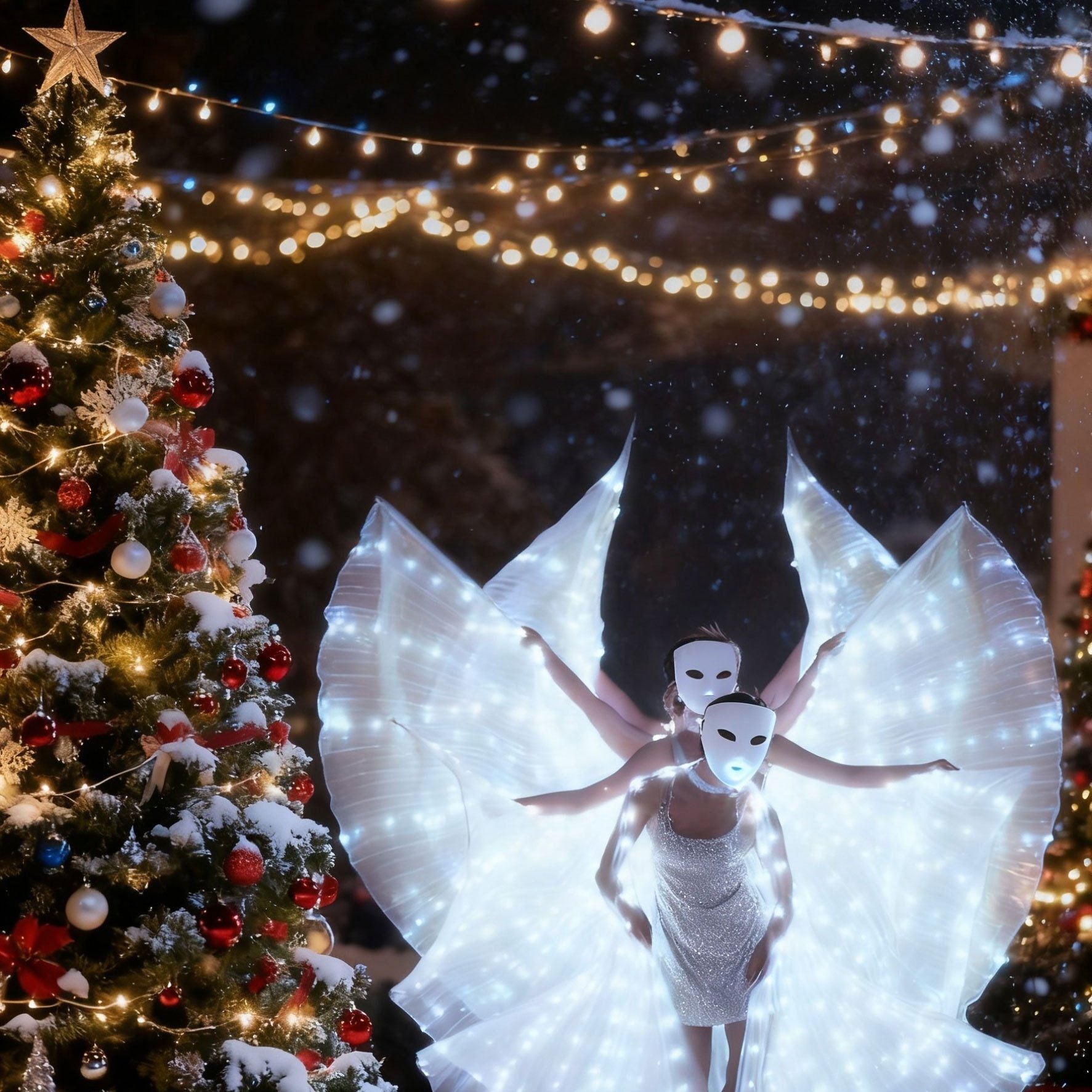 Wings Led Transparent Cape Dance Costume Robe With 360° Extendable Transparent Wings. Sold Without Batteries.