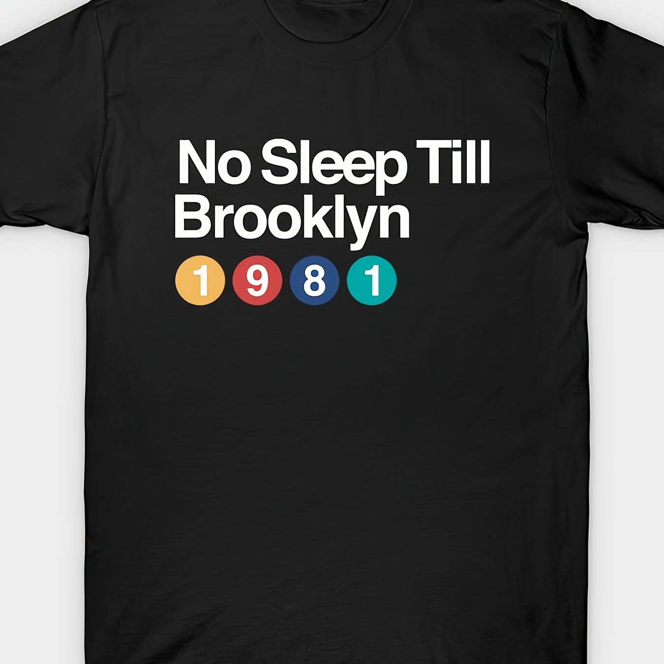 TEMU T-shirt Till Brooklyn 1981 Style Panneau de Métro de Sanzavero - Cadeau de Fête Unisexe, Tenue Décontractée 2026, Nouveau Style T-Shirt 180G