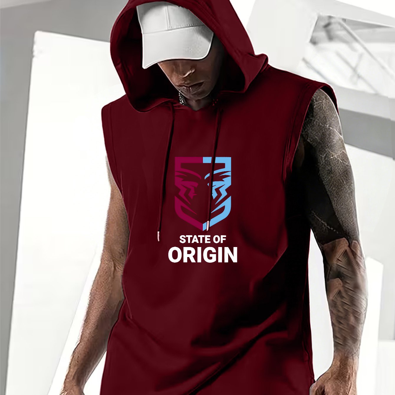 TEMU Men's Hooded Drawstring Casual Athletic Sleeveless Print Vest Top, Suitable For Summer Sports, Gym Training Outdoor Activities, ' Choice, Easy