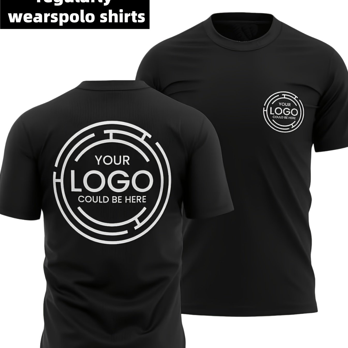TEMU Men's Custom Casual Athletic T-shirt, Printable Pattern/photo/logo/emblem, Round Neck Breathable Quick-, Suitable For