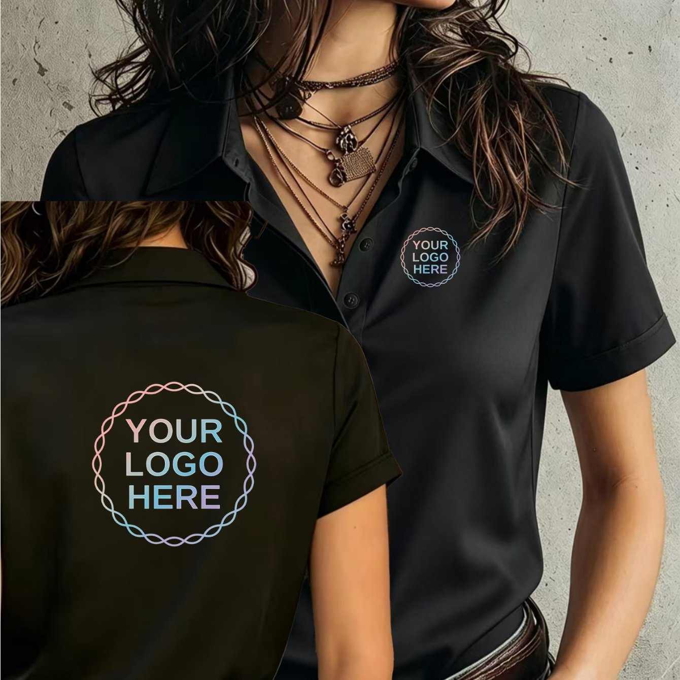 TEMU Women's Elegant Casual Fashion Short-sleeve Shirt With Custom Logo, Suitable For Daily Wear, Vacation, Outdoor , And Versatile Casual Occasions