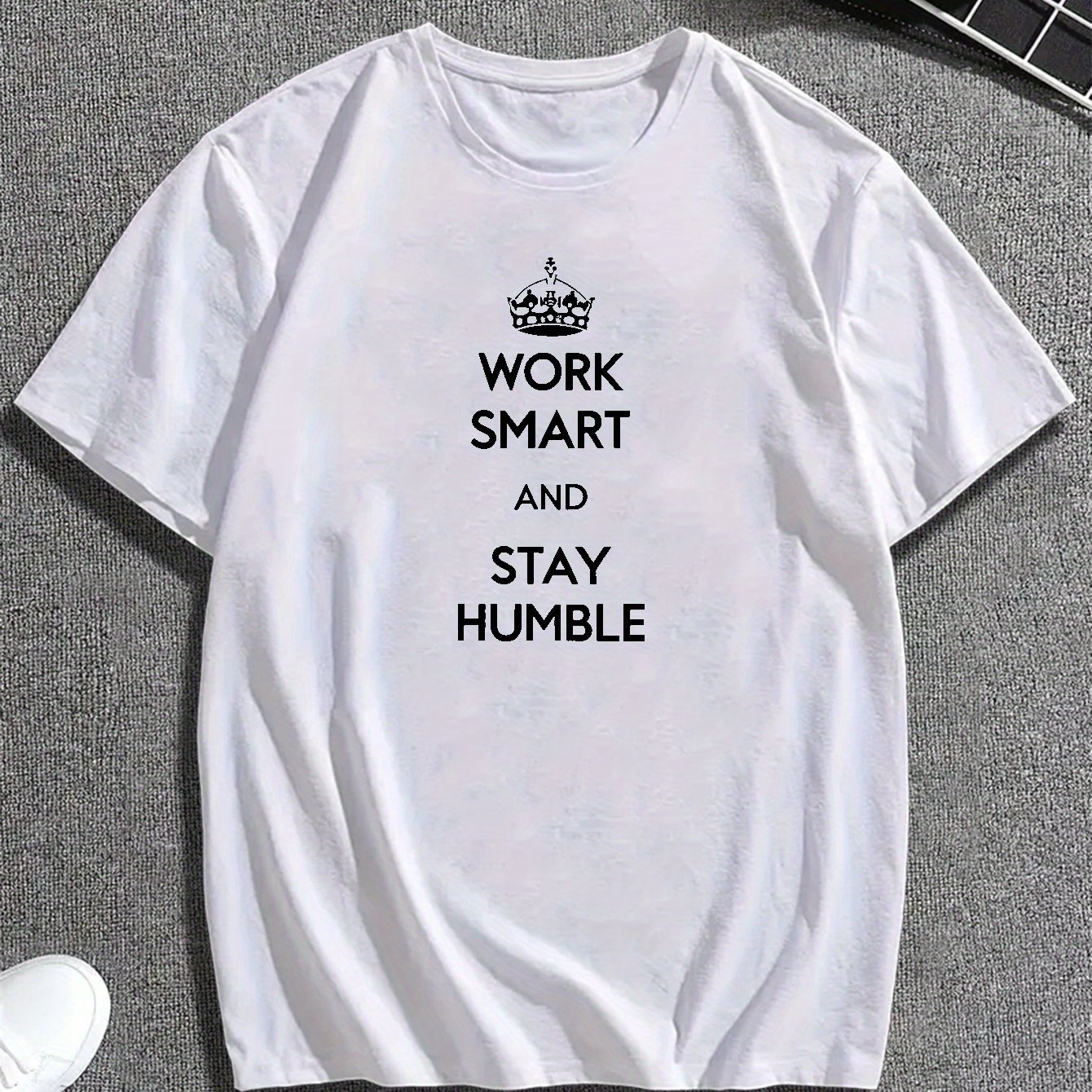 Work Smart Stay Humble Print Men's Short Sleeve T shirt - Temu Australia