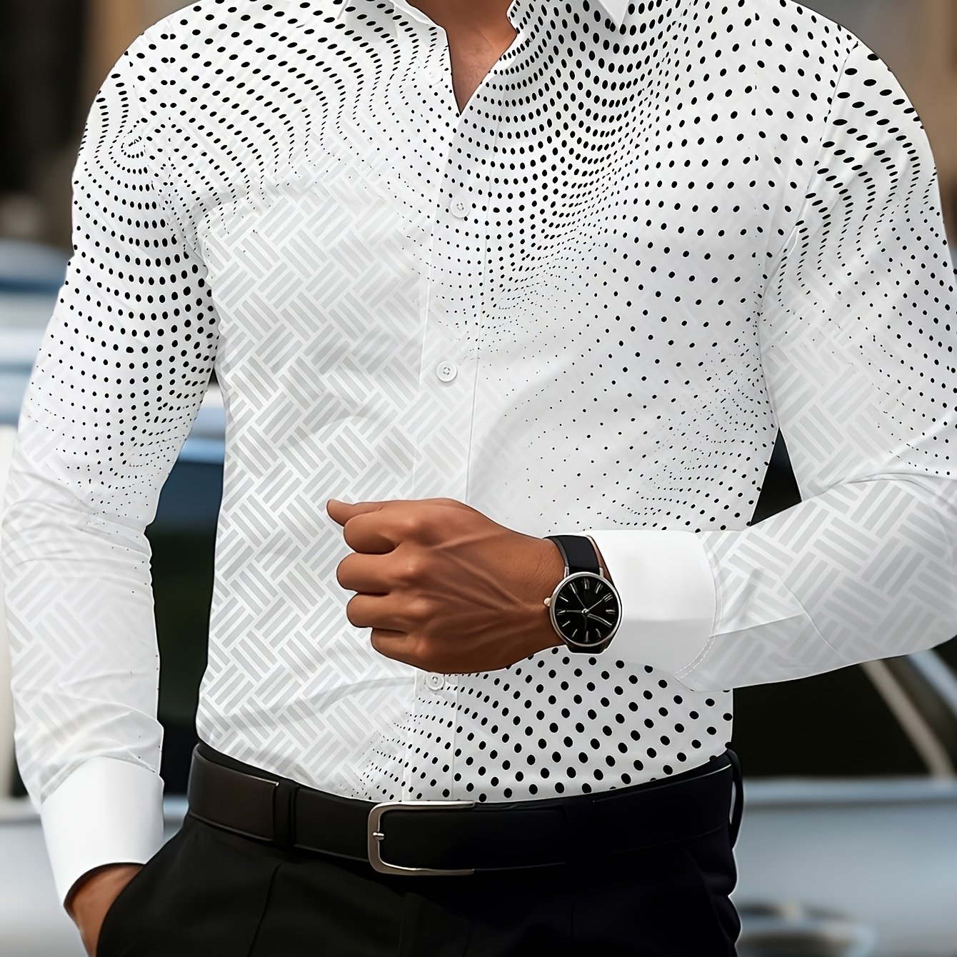 TEMU Stylish American-style Casual Long-sleeve Shirt, Comfortable For Daily Wear And Suitable For