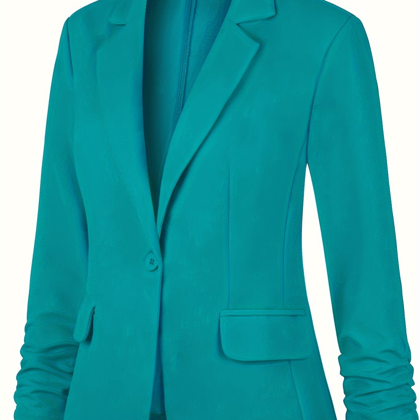 Image of Mintlimit Women's 3/4 Ruched Sleeve Blazer Jacket Flap Pockets Suit Blazers Casual Work Office Tops Coat Outerwear
