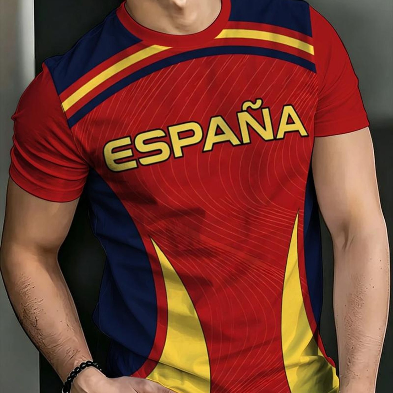 TEMU Camiseta original para hombre, diseño con temática española, estilo patriótico, ideal para uso casual y ocio