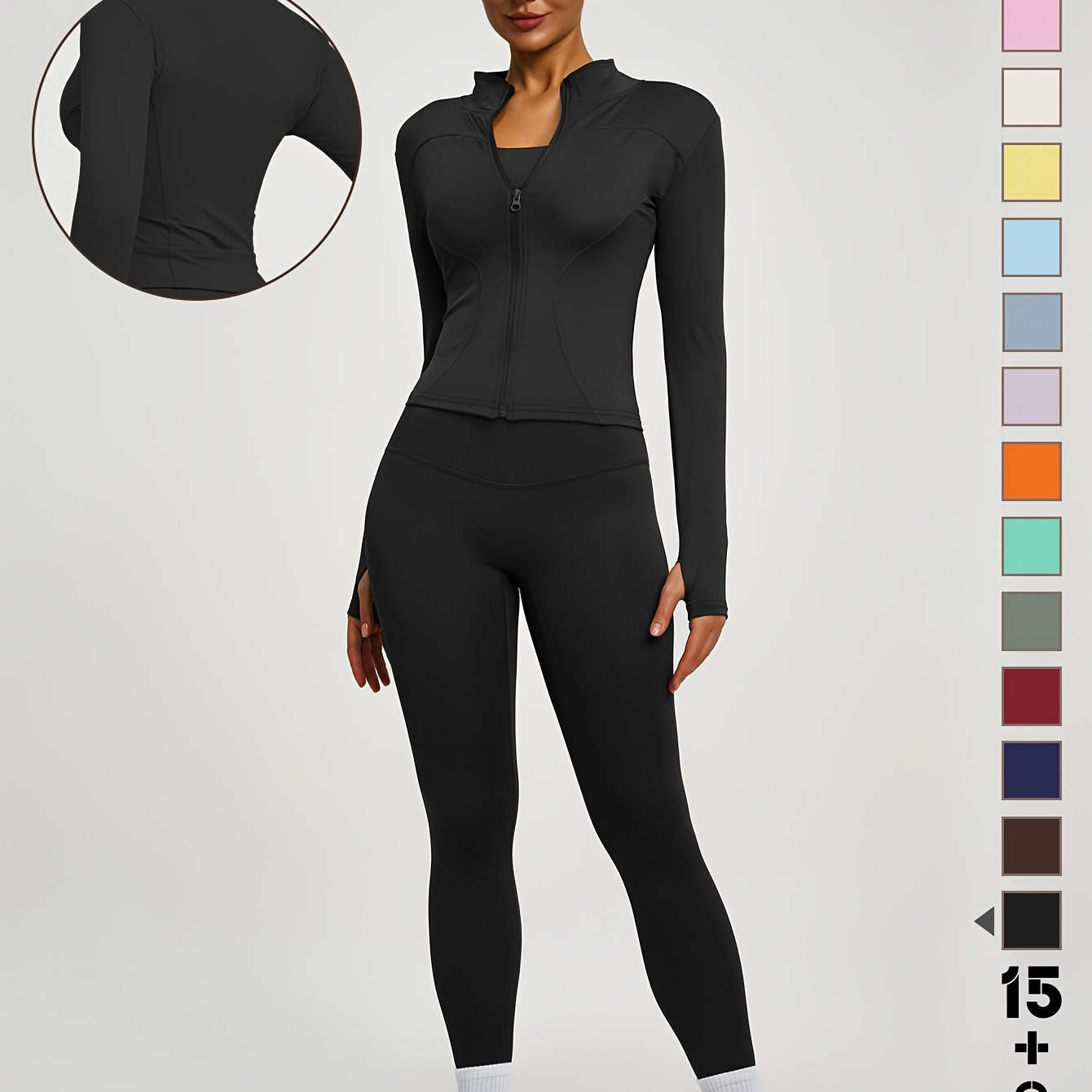 TEMU Set Sportivo Yoga da Donna 2 Pezzi - Giacca e Pantaloni Yoga e Che Rivelano il Corpo, Adatti per Allenamento Pilates, e Ciclismo, , Elastici,