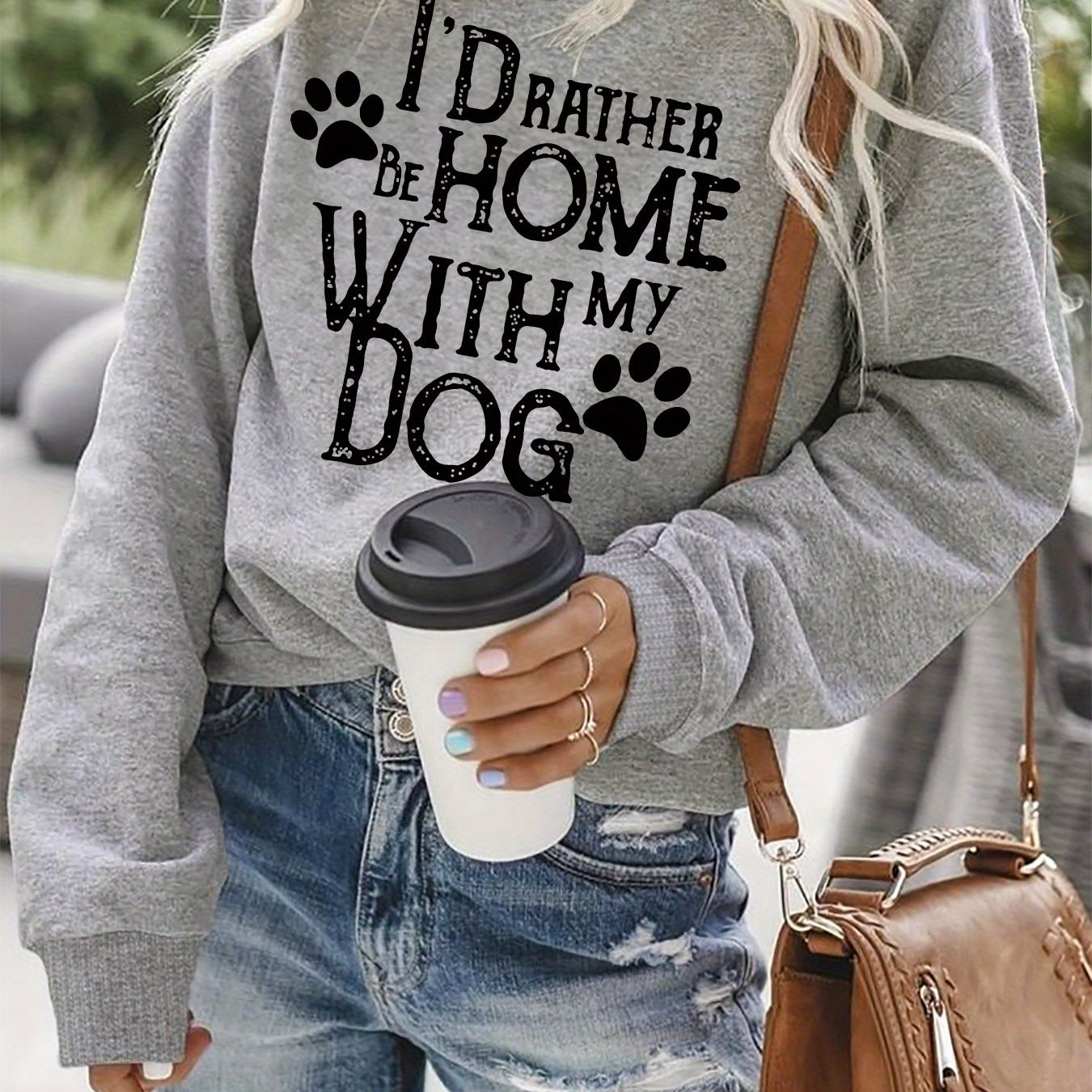 TEMU Sweat-shirt À Imprimé de Chiens, Col Rond, Décontracté Pour Et , Vêtements Pour Femmes