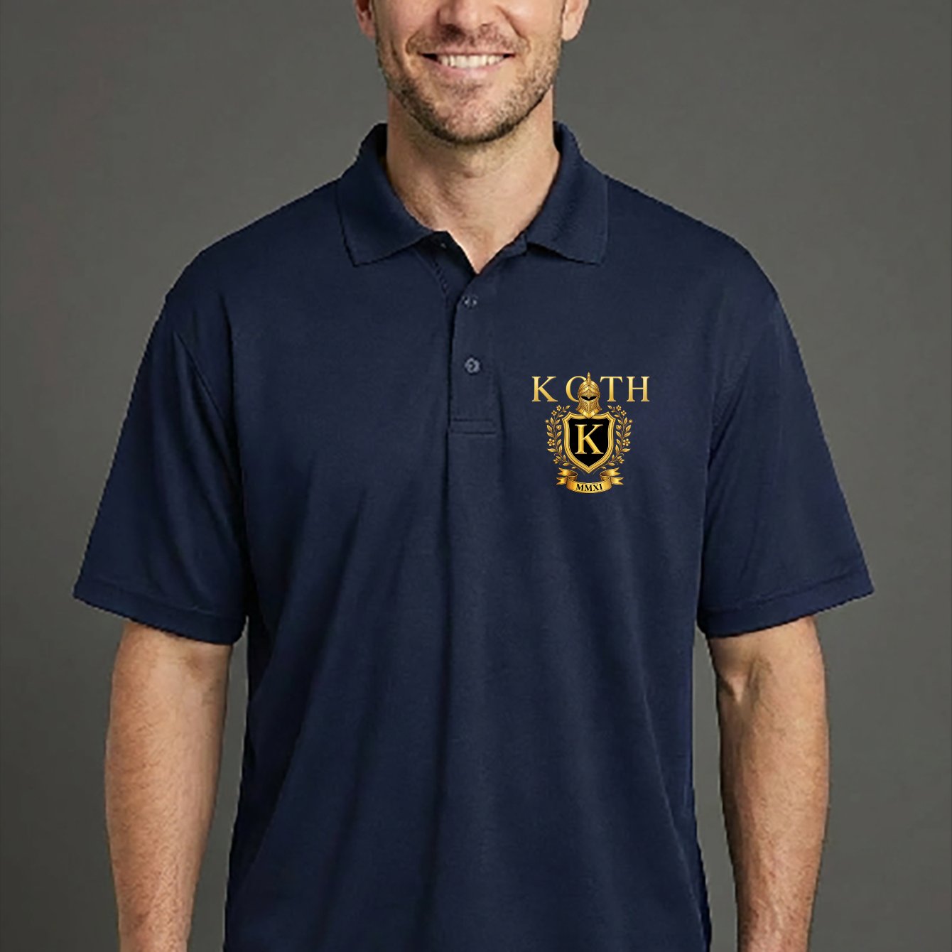 Image of An Blend Shirt Designed With Emblem Theme Men's High Quality Suitable For Spring Summer Business Casual Office Wear Gift For Colleagues Who
