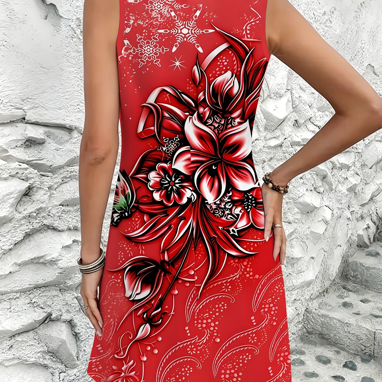 TEMU Versatile And Casual Women's Dress Perfect For Outdoor Wear [xianluomao] Women's Elegant A-line Dress Floral Fashion Daily Casual Regular Style