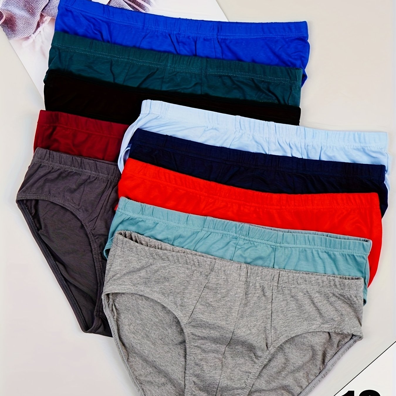 Random 10pcs Colors Men's Fashion Solid Color Underwear Sports Breathable Comfortable Briefs