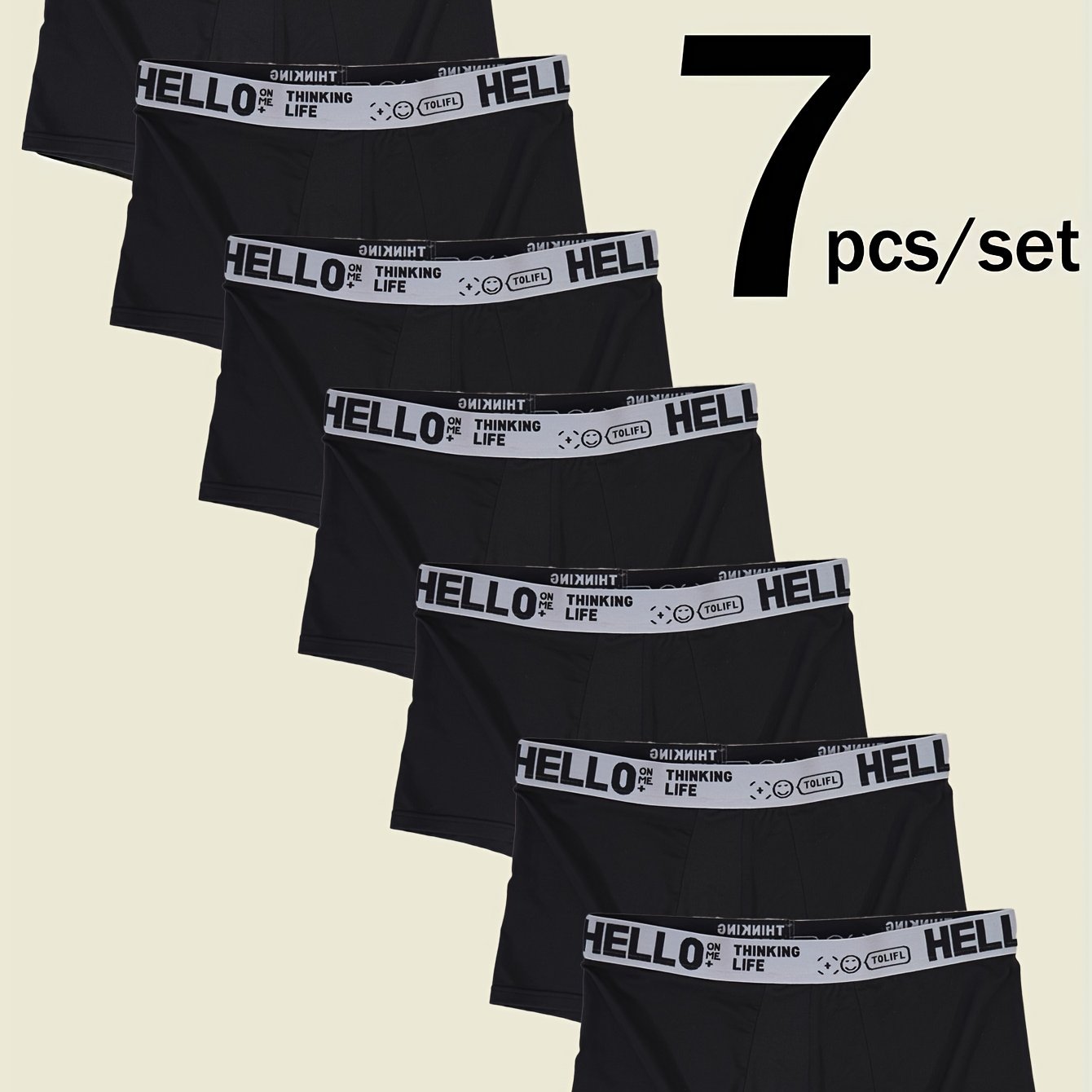Image of 7pcs Men's Briefs Casual Easy Comfortable Comfortable Fabric Casual Athletic Elastic Briefs Fashion Breathable Skin- Solid Color Durable Classic Letter Print Suitable For Daily Casual Wear, Plus Size