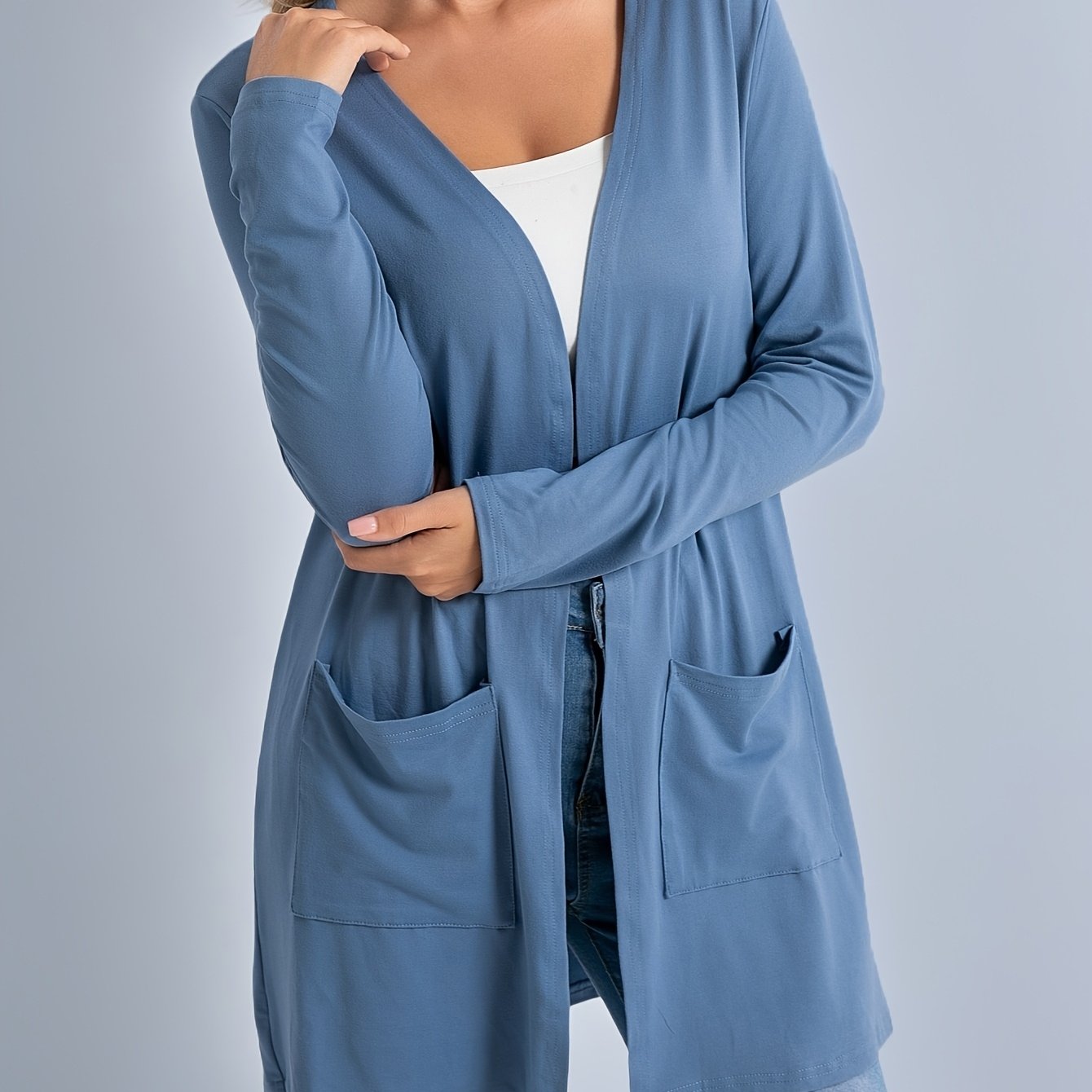 TEMU Chaqueta Casual de Color Sólido con Bolsillo y para /Otoño