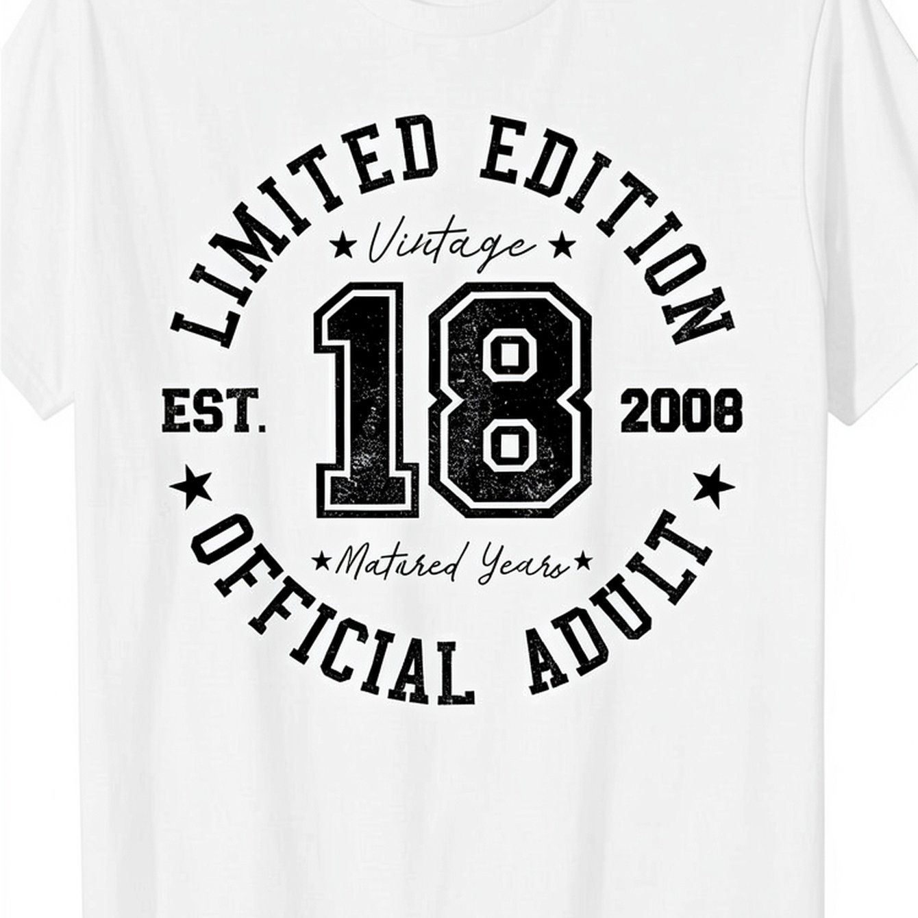 Image of Official Adult 18th Birthday Old Vintage 2008 T-shirt, Men's T-shirt - 100% Cotton - Casual And Versatile, Suitable For Themed Events And Casual Attire