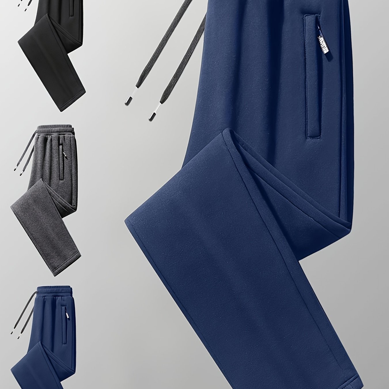 TEMU Men's Fashionable Casual Pants, Made Of Moderately Soft And Comfortable Fabric, Featuring Zippered Pockets And A Straight-leg , Suitable For